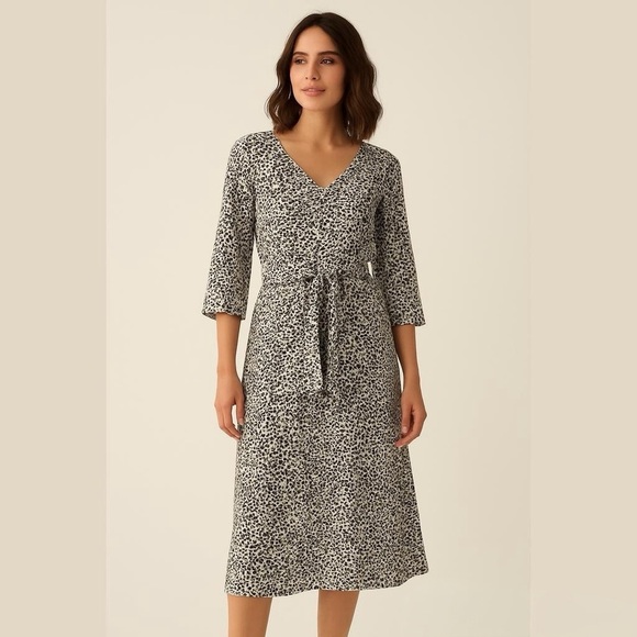 Chaus Vneck Leopard Print Midi Dress Size 1X NWT - Picture 1 of 8